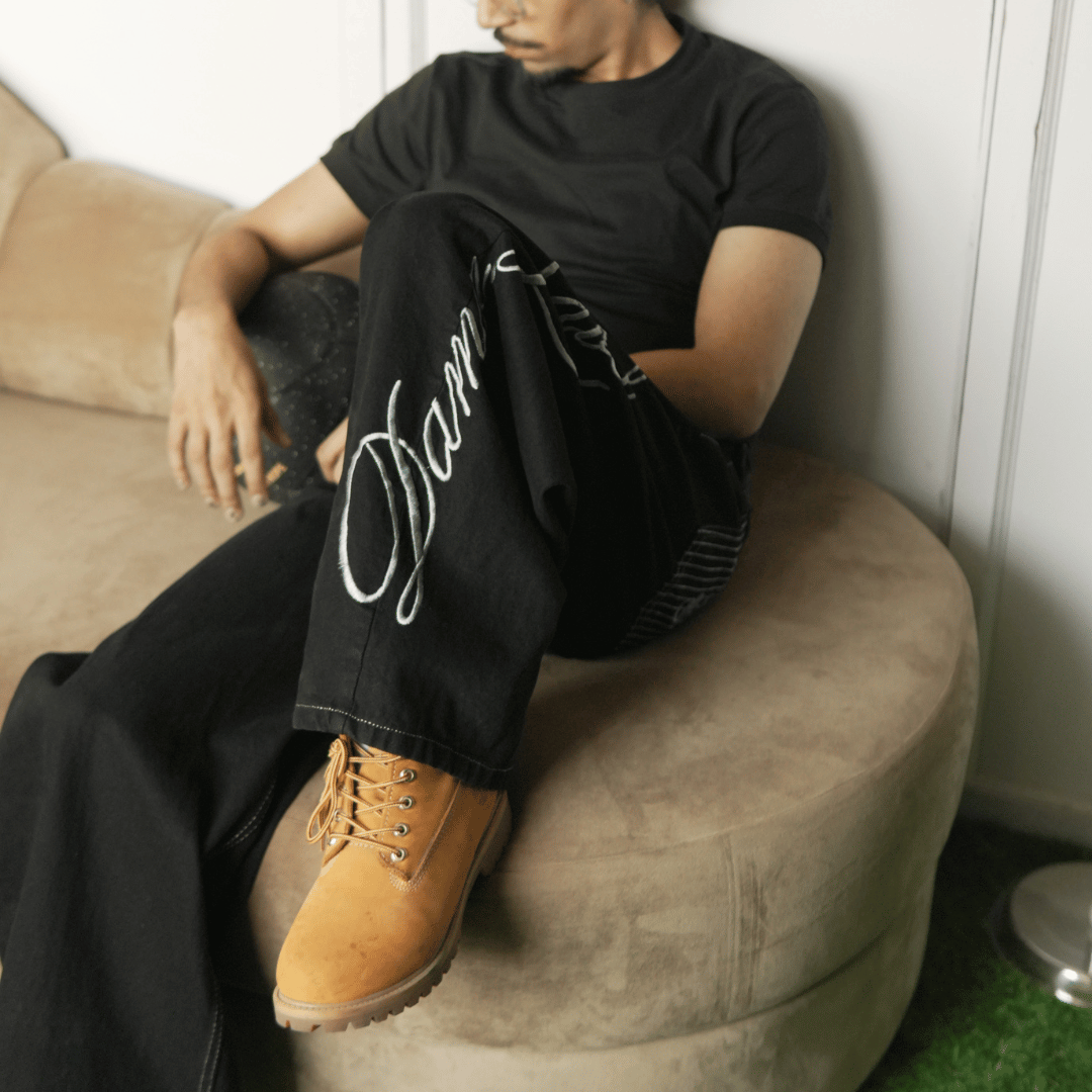 BLACKED OUT JEANS (embroidery)