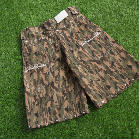RIBBIT-RIBBIT CAMO JORTS (Puzzled Camo Print)