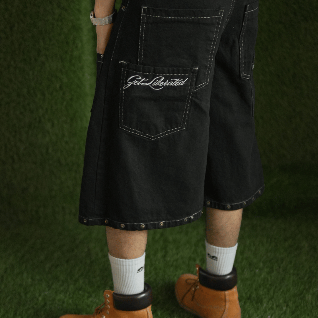 BLACKED OUT DENIM JORTS