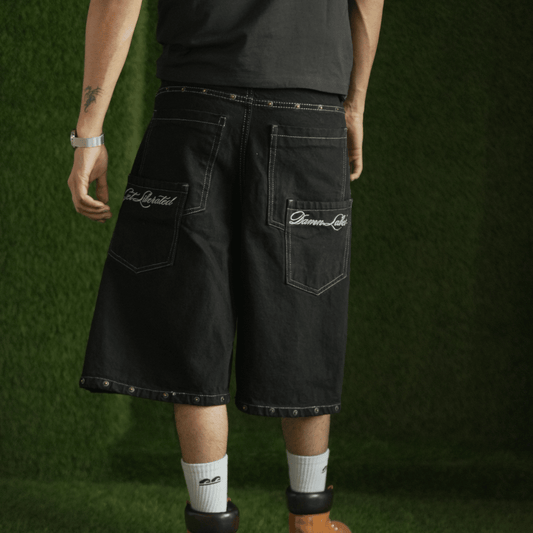 BLACKED OUT DENIM JORTS