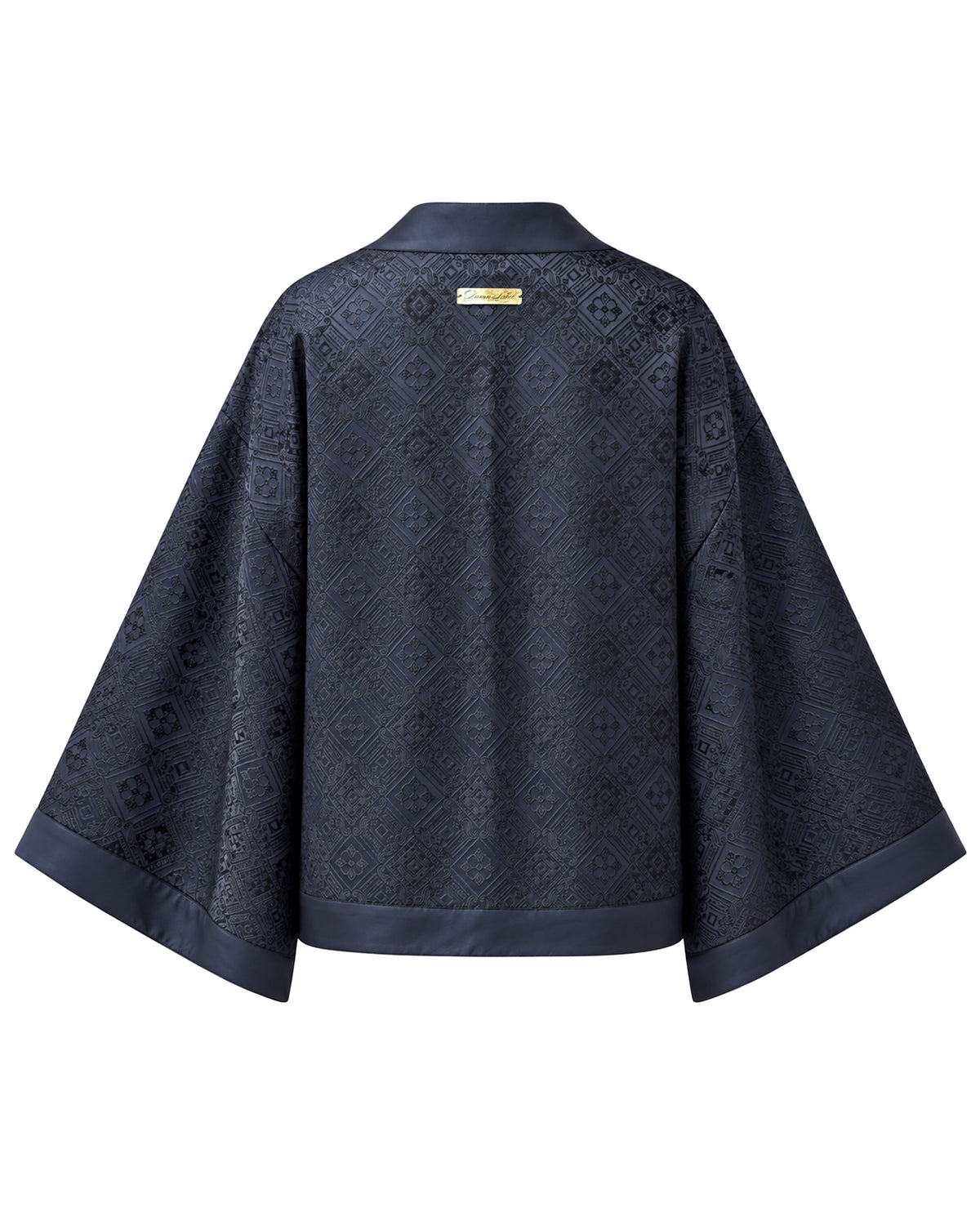 Navy Jacquard Grid Kimono (Womens)