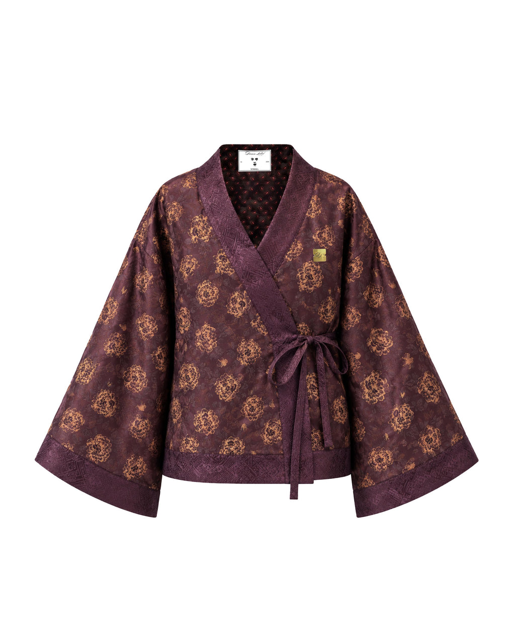 Burgundy Gold Blossom Kimono (Mens)