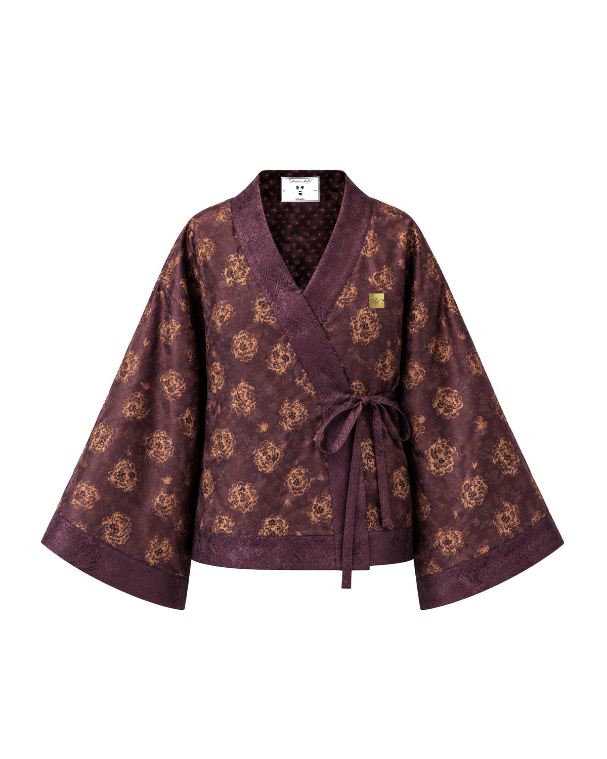 Burgundy Gold Blossom Kimono (Mens)