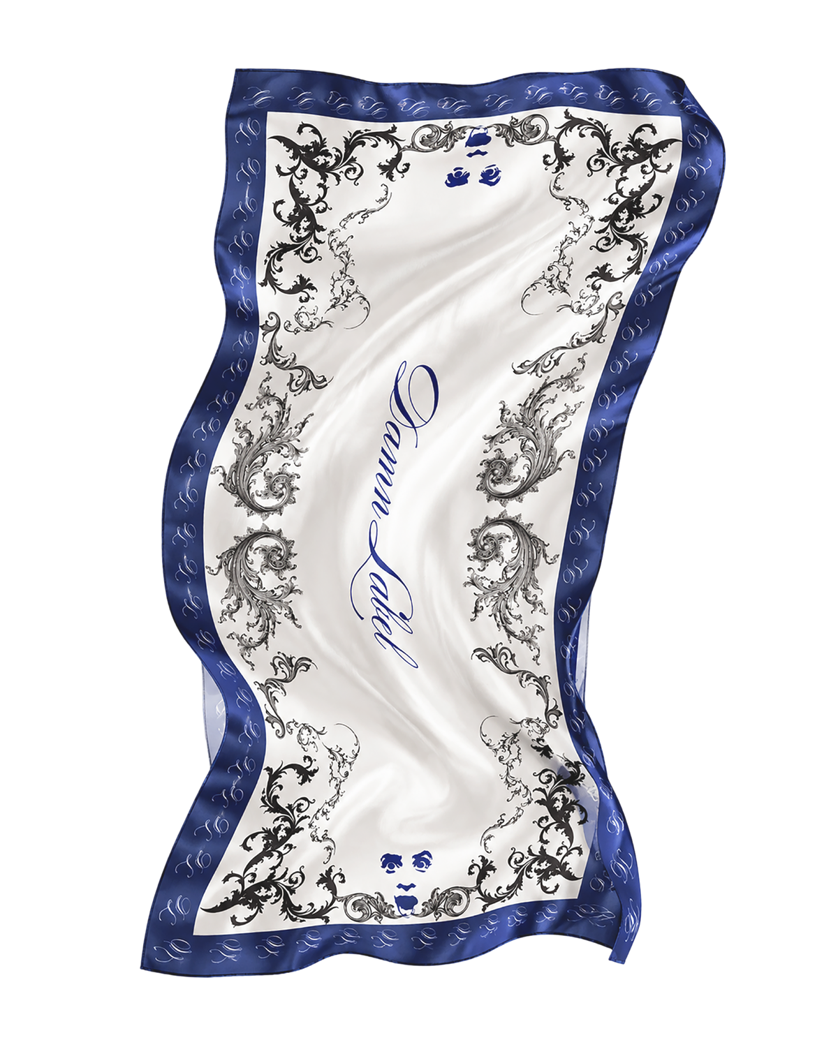 Damn Label Ornate Scarf ( Blue Borders )