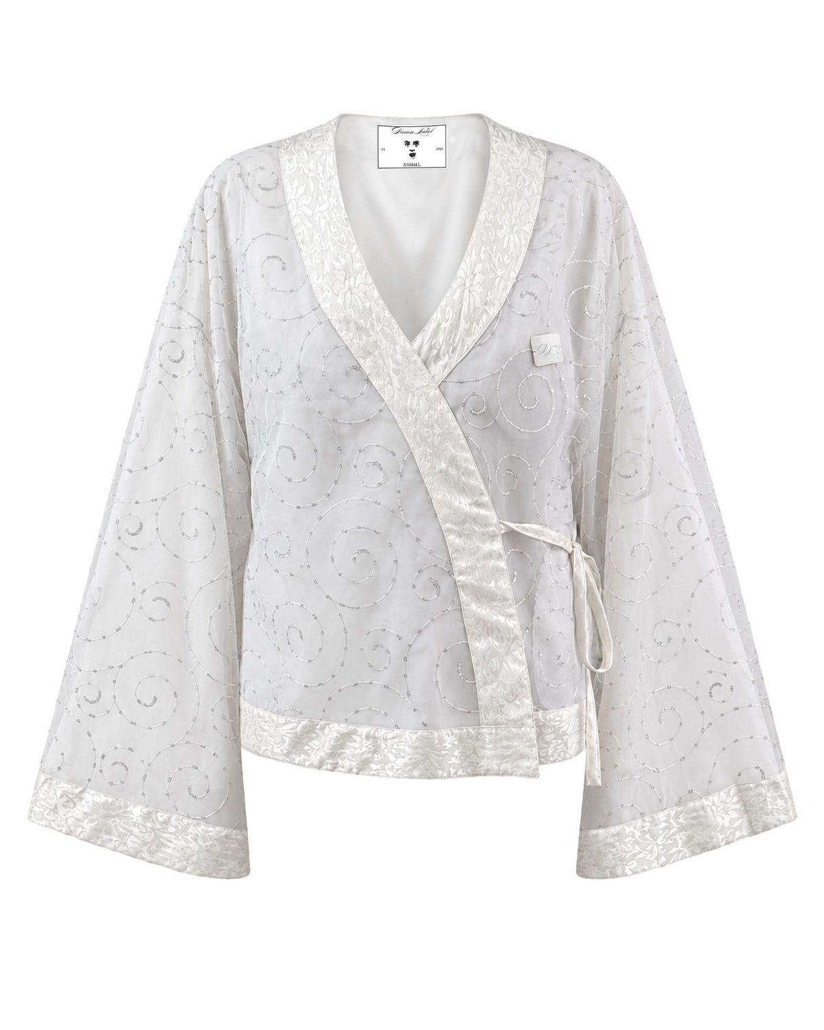 Silver Sequin Swirl Kimono (Womens)