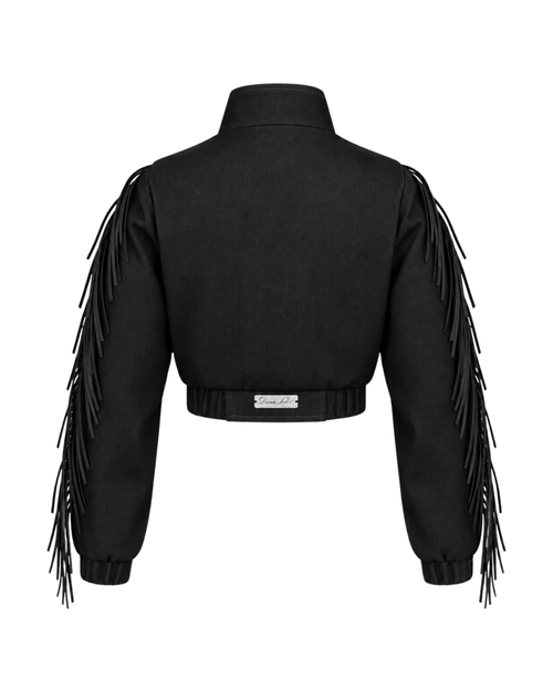 Baroque Minimal Cropped Denim Jacket Black (Pre-order)
