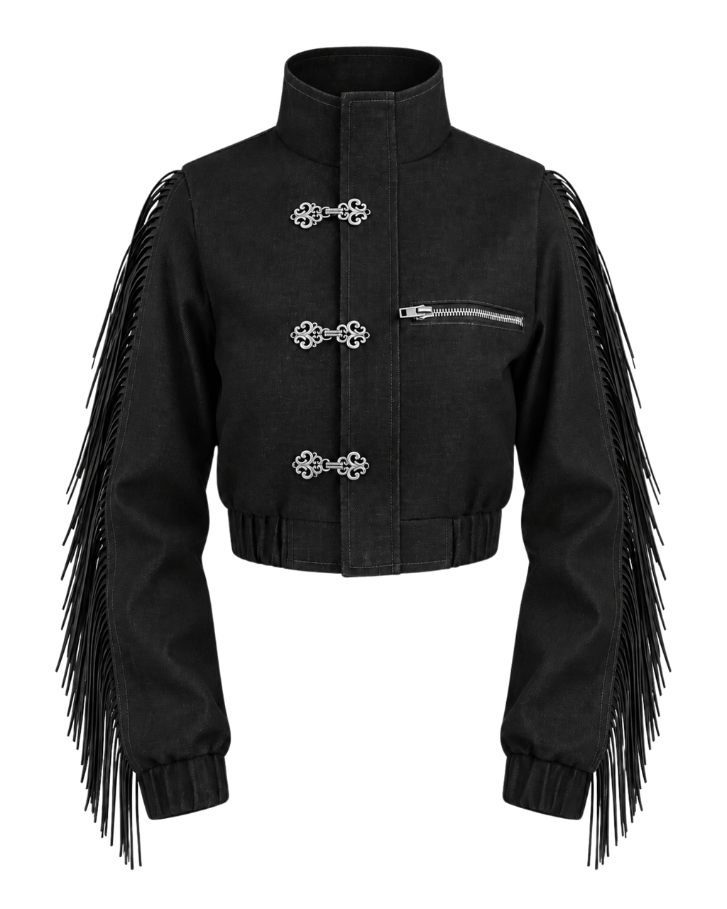 Baroque Minimal Cropped Denim Jacket Black (Pre-order)
