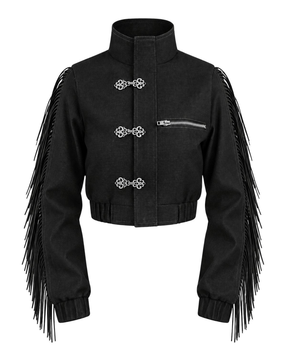 Baroque Minimal Cropped Denim Jacket Black (Pre-order)