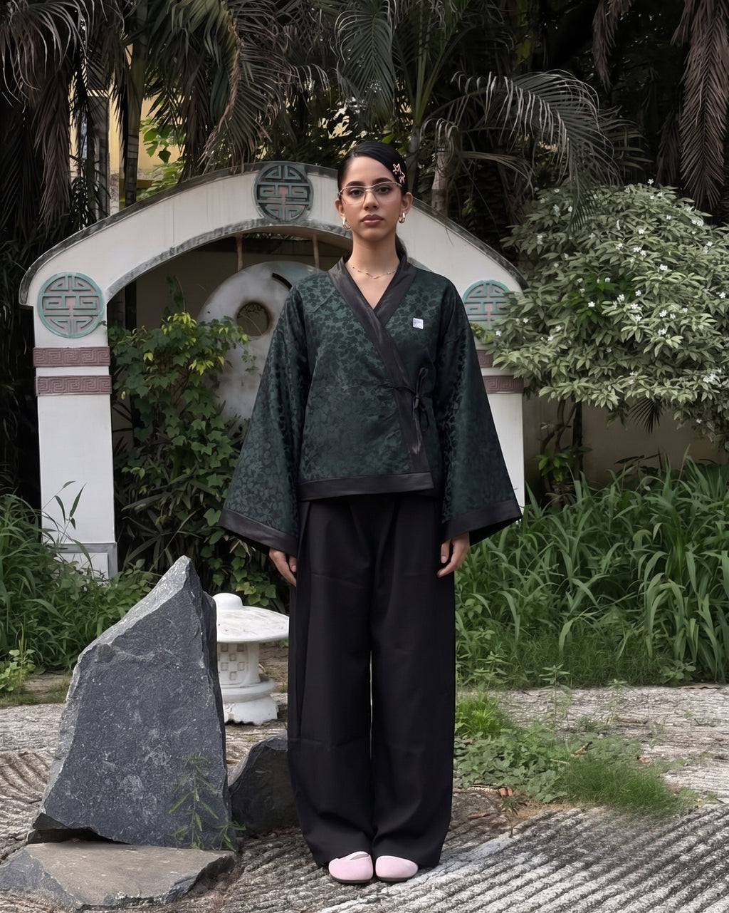 Deep Green Seaweed Kimono (Womens)