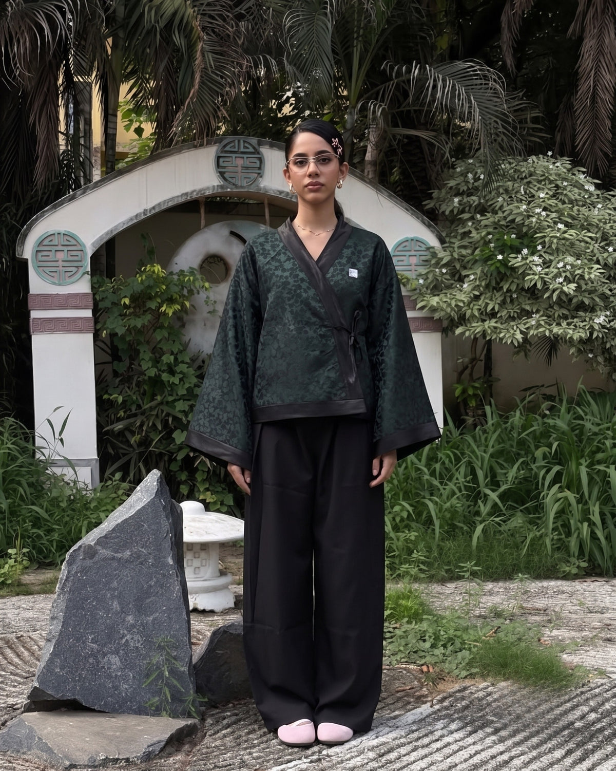 Deep Green Seaweed Kimono (Womens)
