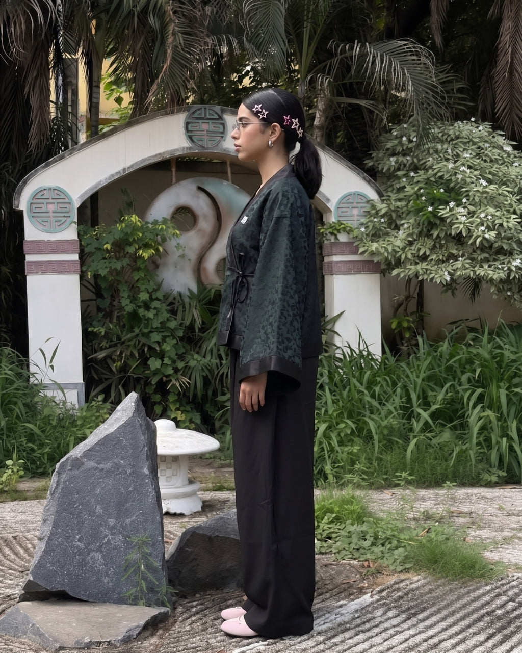Deep Green Seaweed Kimono (Womens)