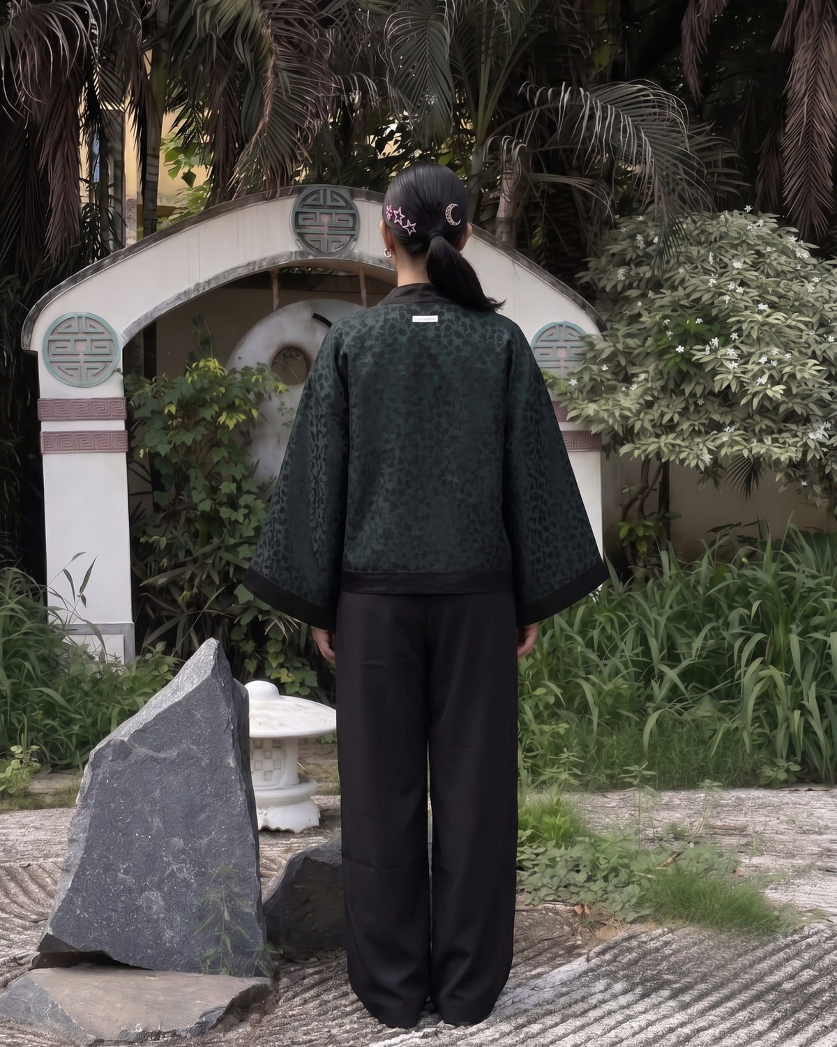 Deep Green Seaweed Kimono (Womens)