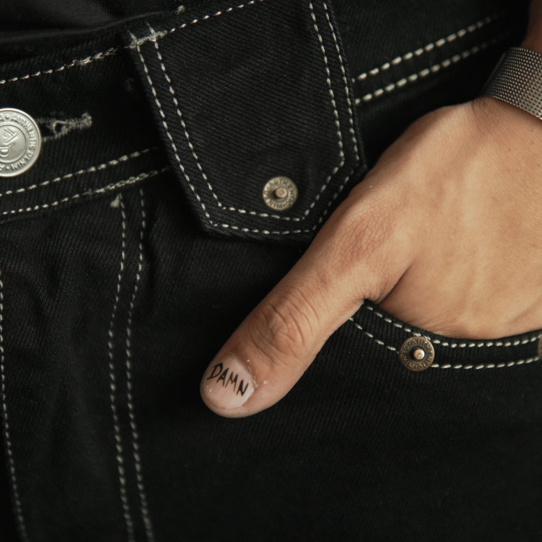 BLACKED OUT JEANS (embroidery)
