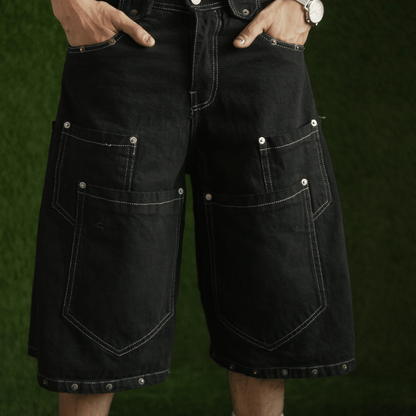 BLACKED OUT DENIM JORTS