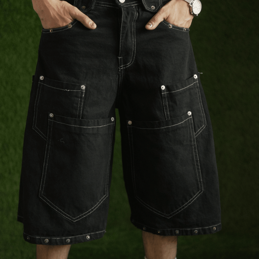 BLACKED OUT DENIM JORTS