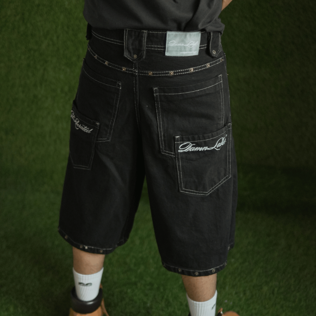 BLACKED OUT DENIM JORTS