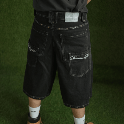 BLACKED OUT DENIM JORTS