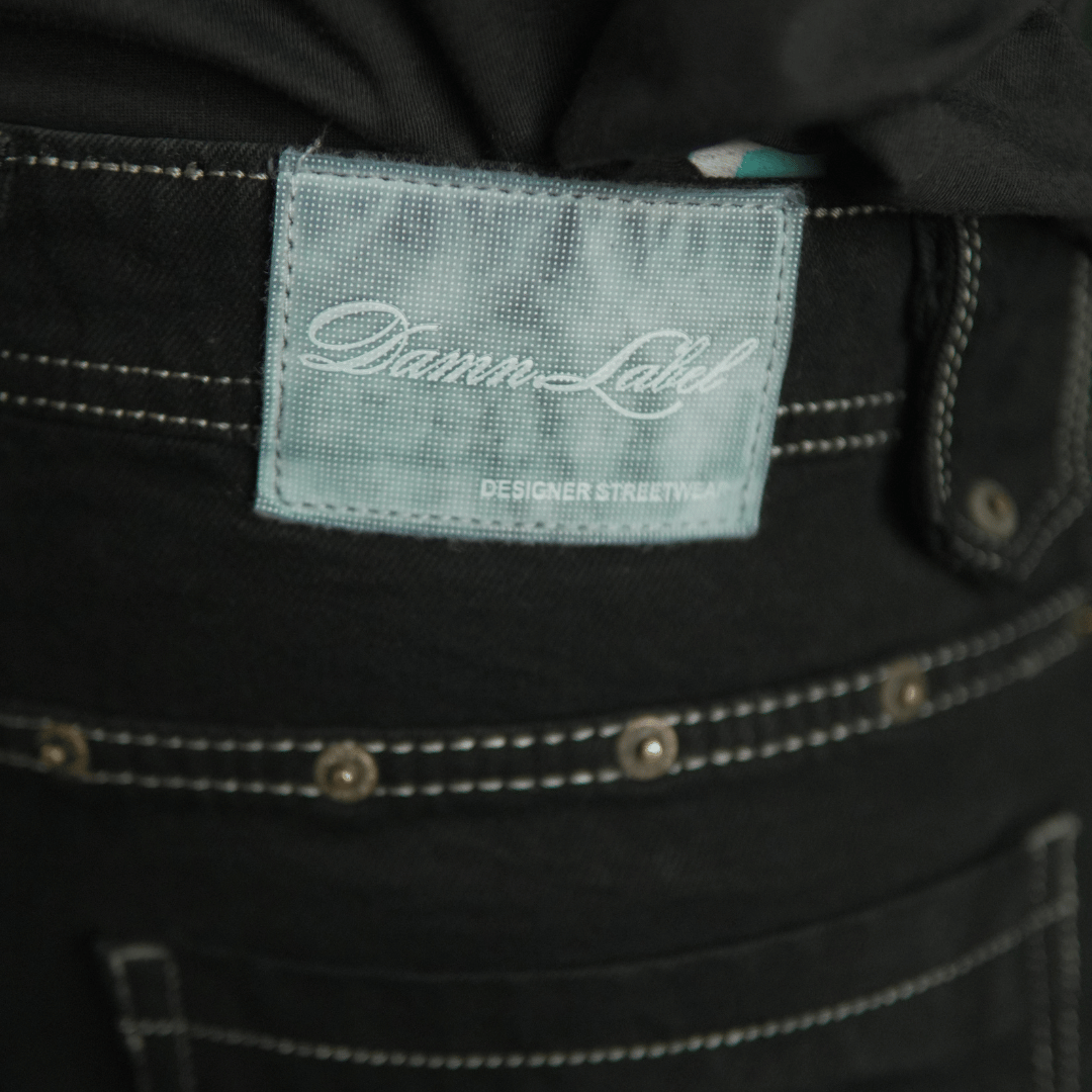 BLACKED OUT DENIM JORTS