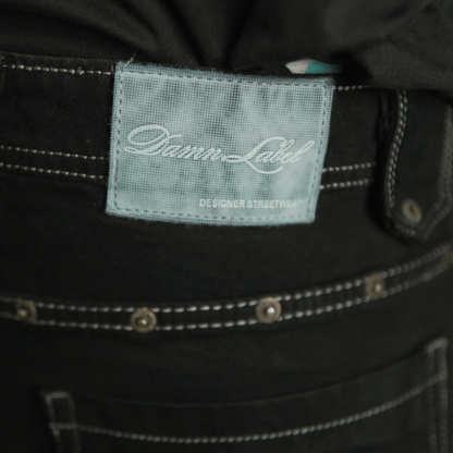 BLACKED OUT DENIM JORTS
