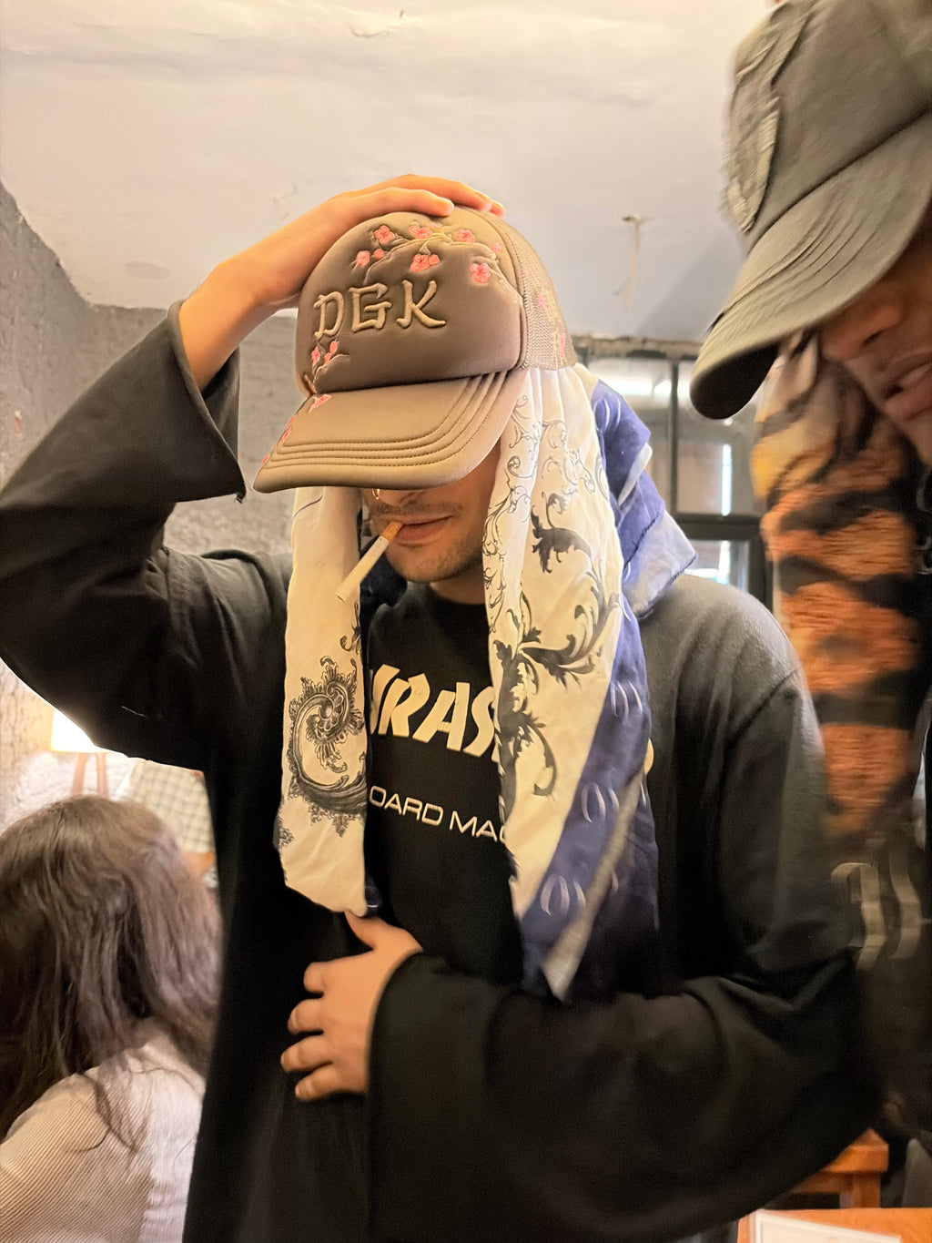Damn Label Ornate Scarf ( Blue Borders )
