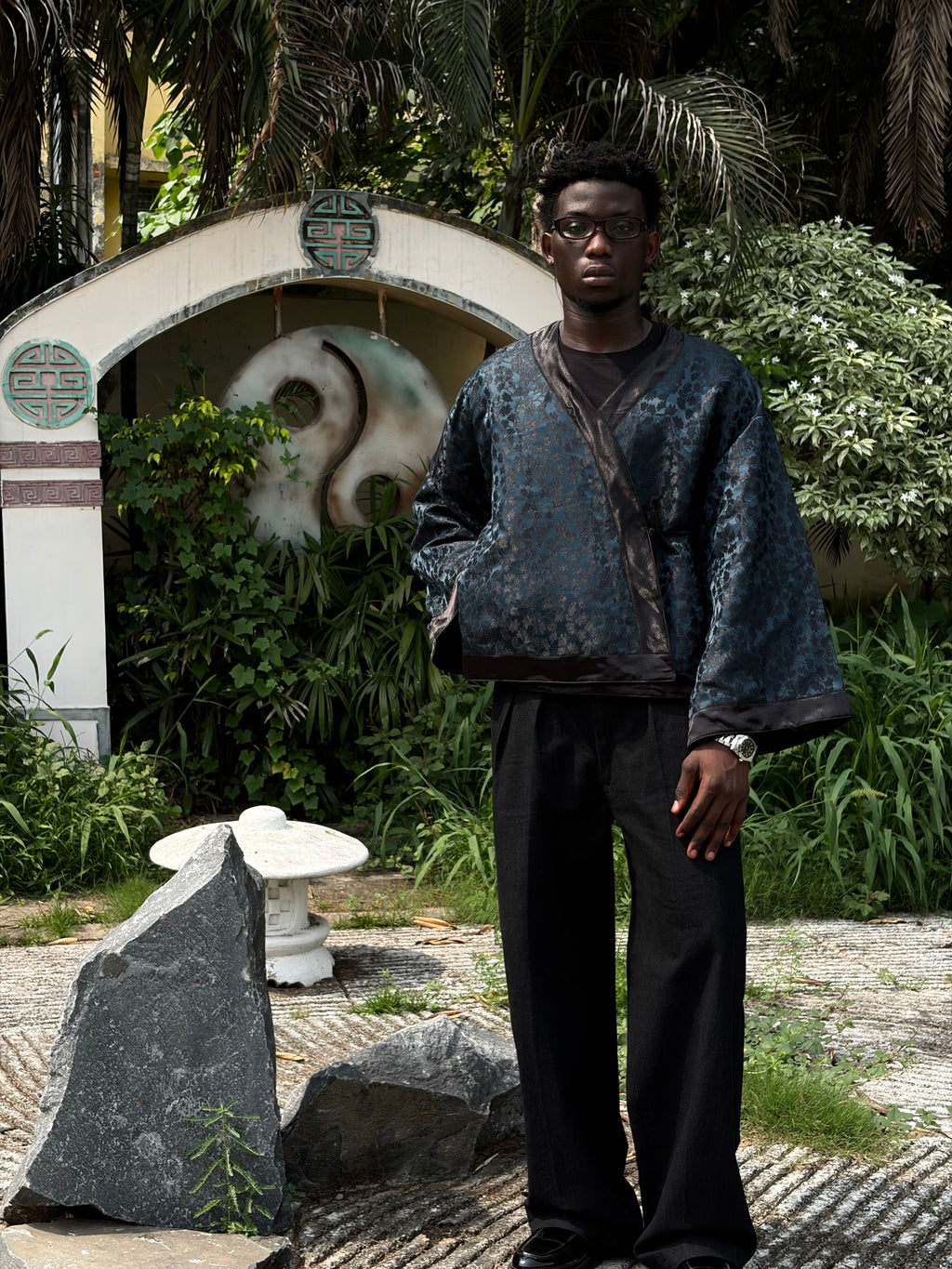 Teal Seaweed Textured Kimono (Mens)