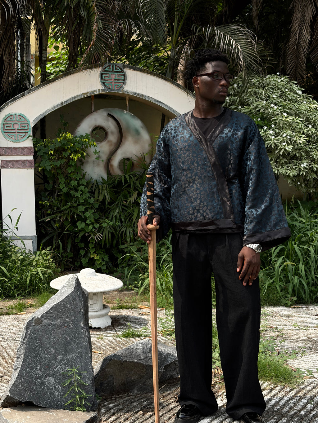 Teal Seaweed Textured Kimono (Mens)