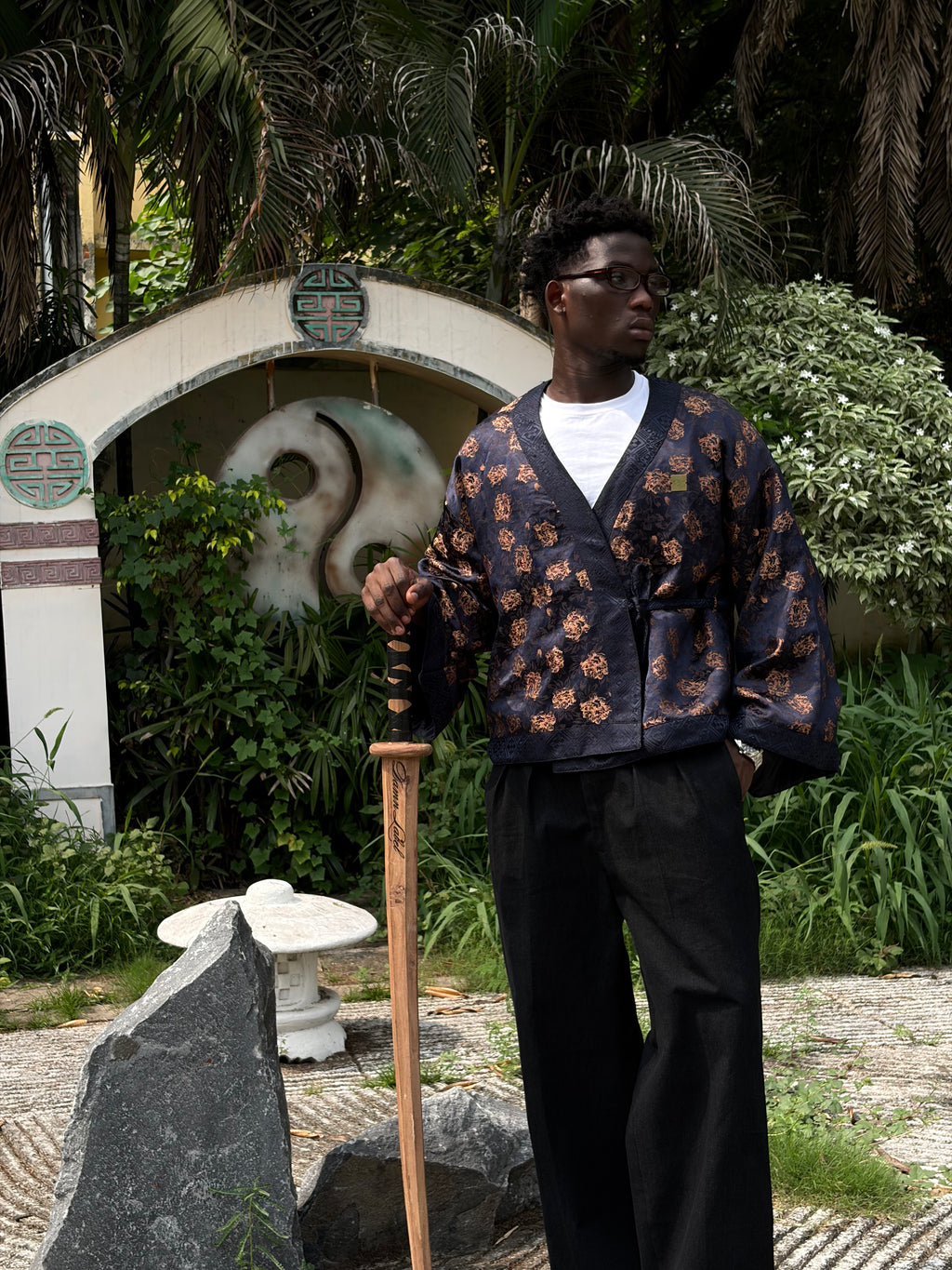 Navy Gold Flora Kimono (Mens)