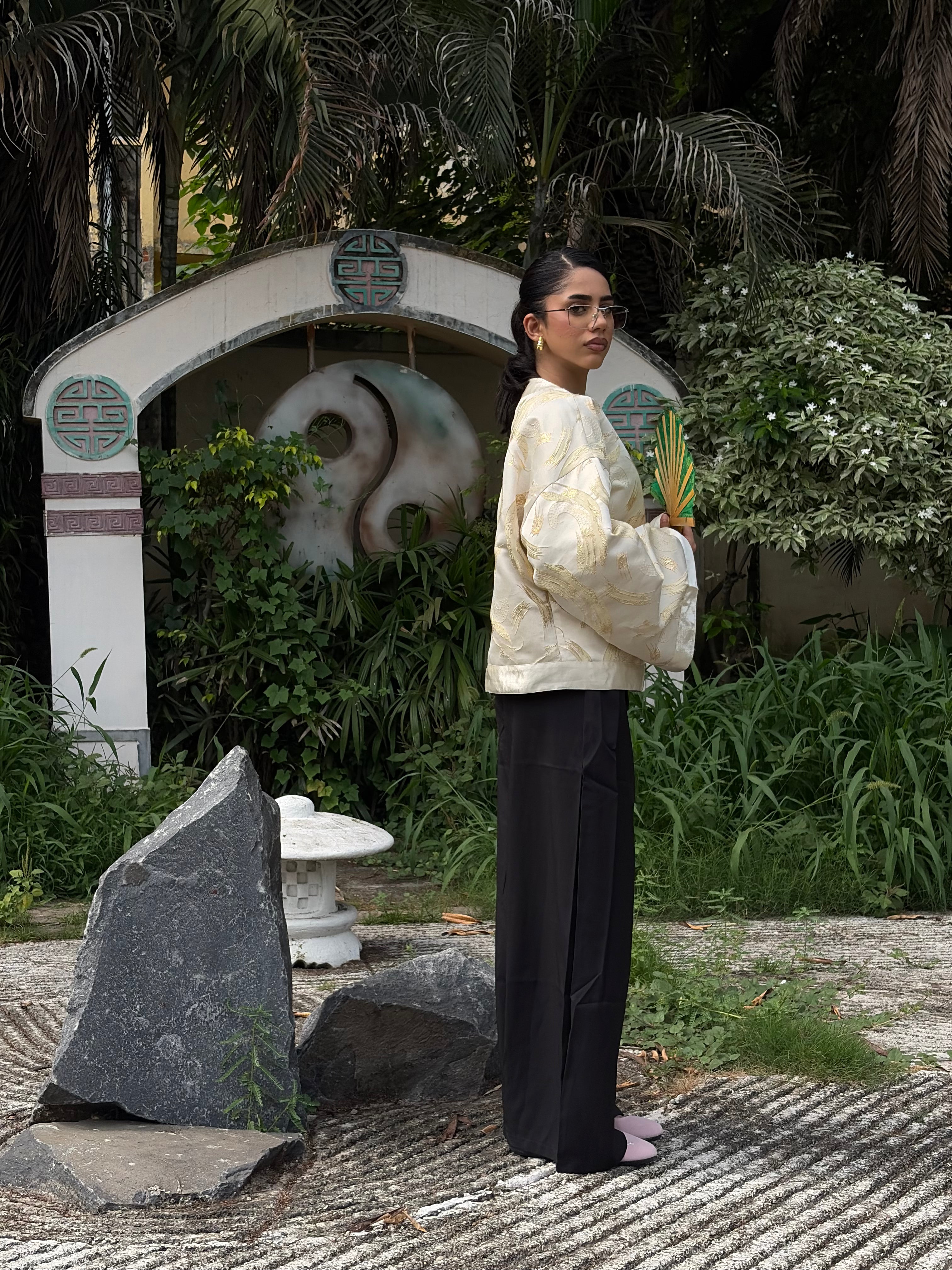 Creme Brushstroke Kimono (Womens)