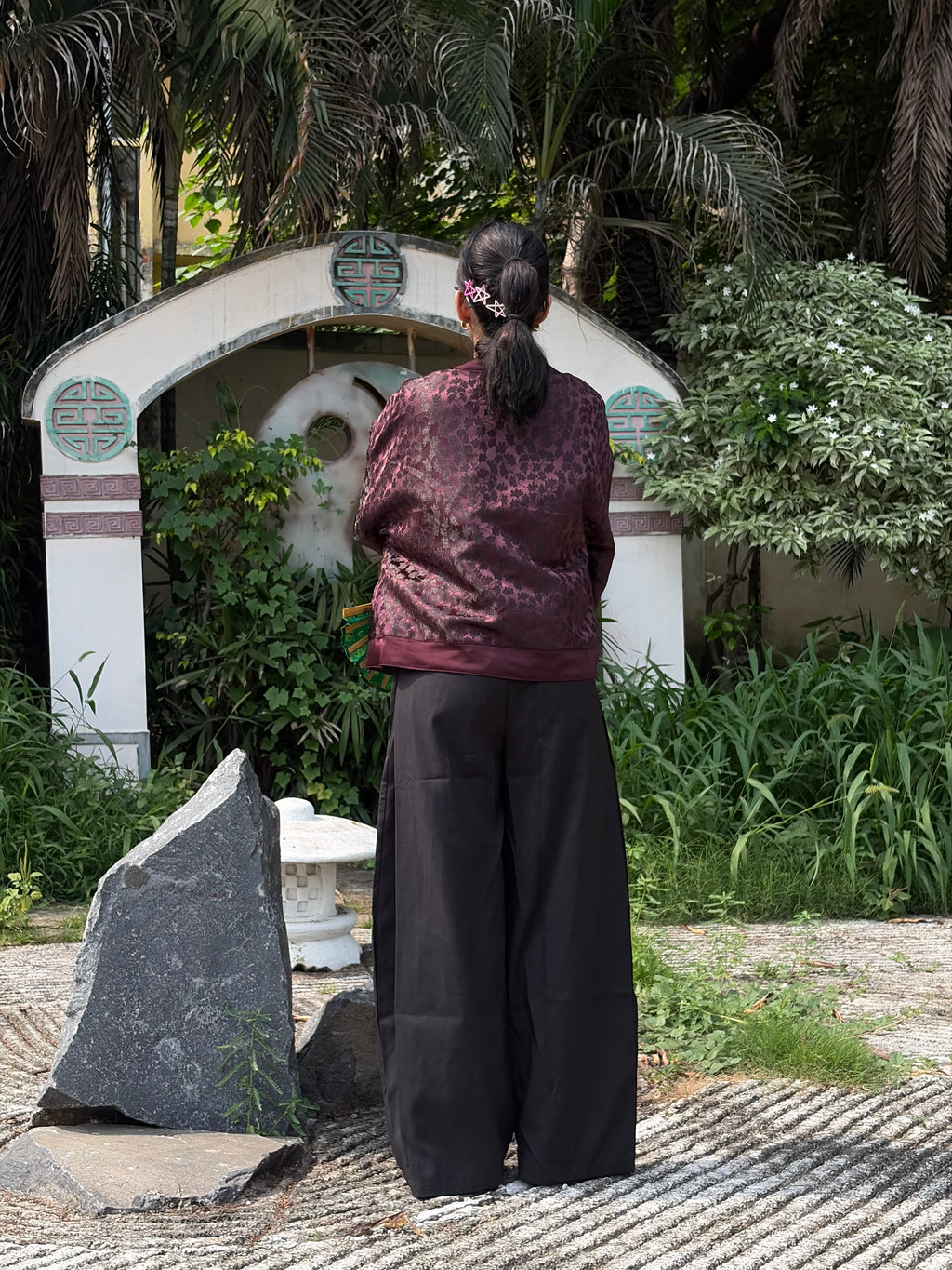 Maroon Seaweed Textured Kimono (Womens)