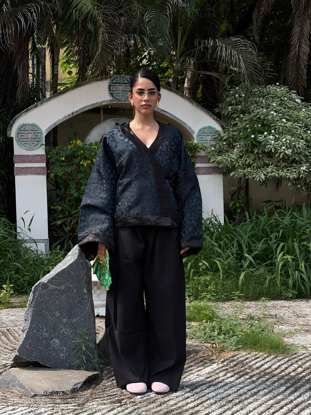 Teal Seaweed Textured Kimono (Womens)